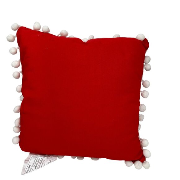 Christmas Throw Pillows Set of 2 Merry Bright Tree 14x14 Holiday Decor Pom Poms - Picture 6 of 11